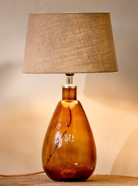 Baba Glass Lamp Base And Shade In Burnt Amber - Large Tall