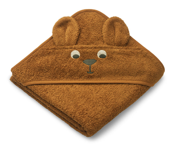 Albert Hooded Baby Towel In Kangaroo Golden Caramel