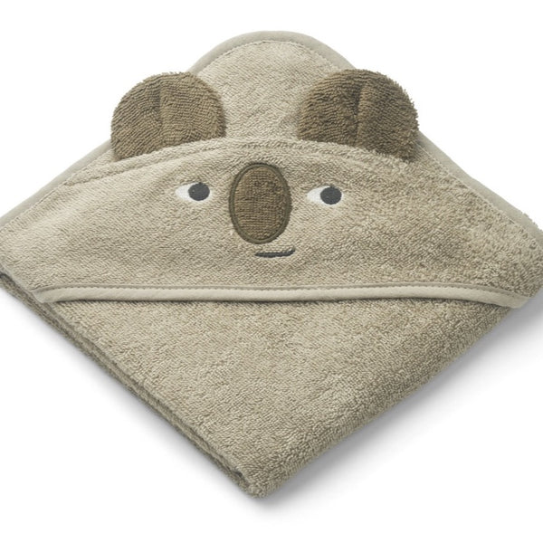 Albert Hooded Baby Towel In Koala Mist