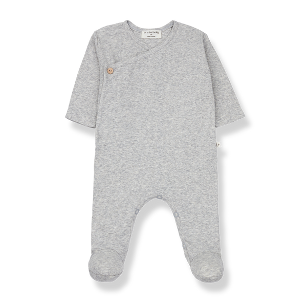 1+ In The Family Corina Light Ribbed Wrap Front Sleepsuit- Grey