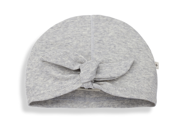 Margot Light Ribbed Knot Front Beanie-grey