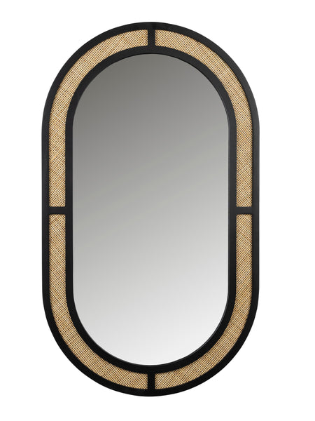 lilliandaph Black Aida Rattan Oval Mirror