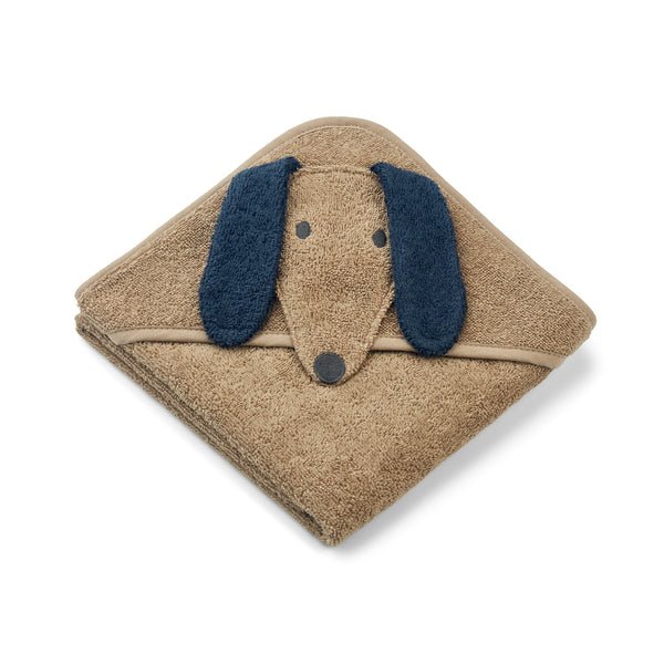 Albert Hooded Baby Towel In Dog / Oat Mix