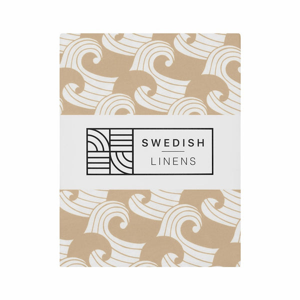 Swedish Linens Waves Warm Sand Fitted Crib Sheet 70x140cm