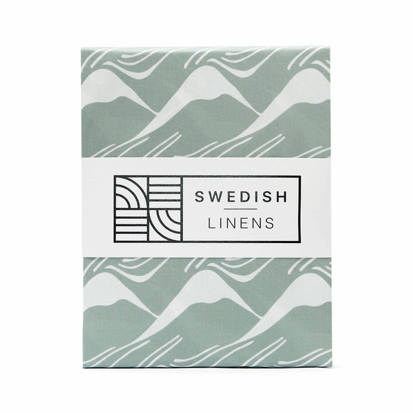 Swedish Linens Mountains Glacier Green Fitted Crib Sheet 70x140cm