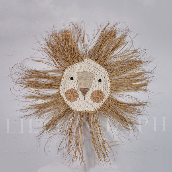 Giant Crochet Lion Natural Metallic