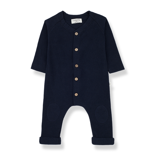 Joel Soft Ribbed Jersey Babygrow In Navy