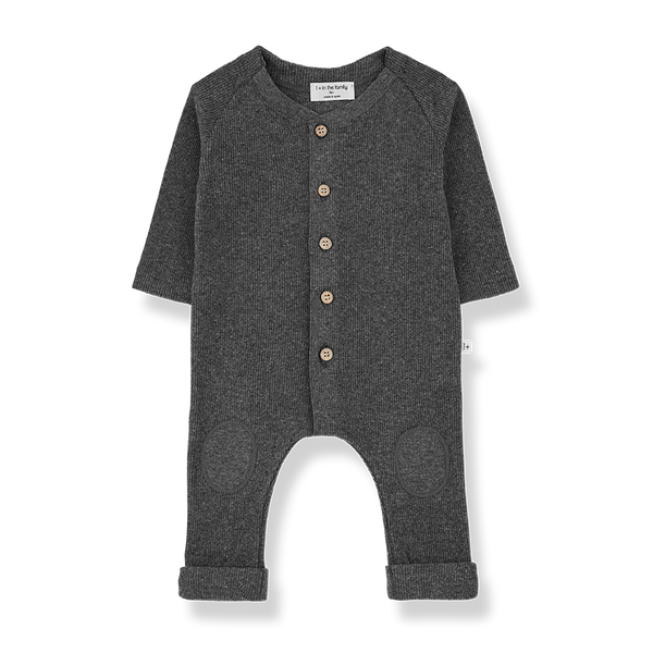 1+ In The Family Joel Soft Ribbed Jersey Babygrow In Grey