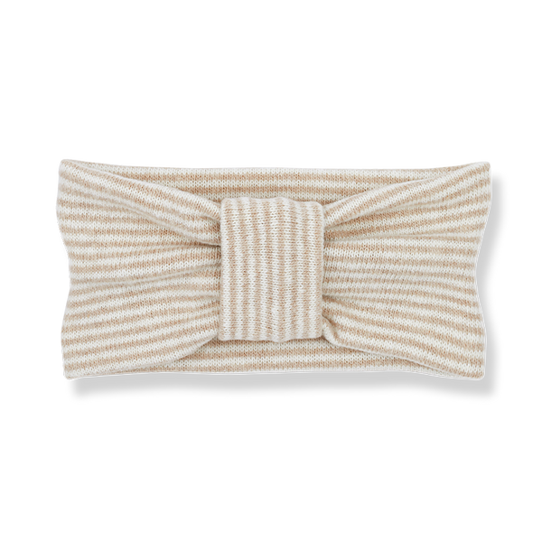 1+ In The Family Abril Recycled Fleece Striped Bandeau Head Band- Beige