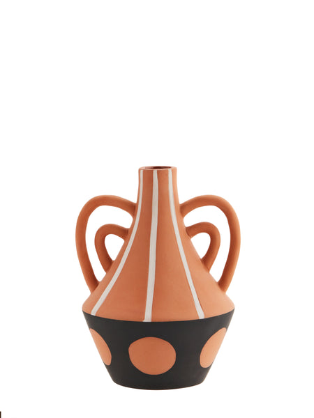 Terracotta Hand Painted Abstract Vase with Handles