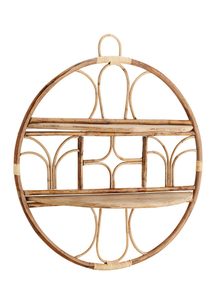 Round Bamboo Decorative Two Tier Shelf