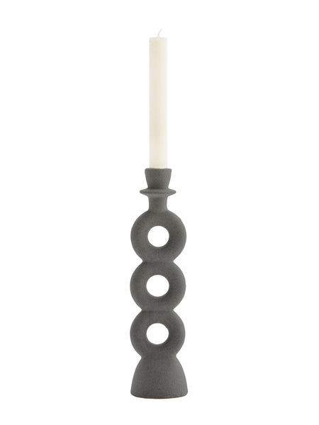 Madam Stoltz Anthracite Geometric Triple Stacked Circle Candle Holder