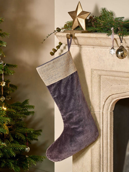 Karru Cotton Velvet Christmas Stocking - Charcoal