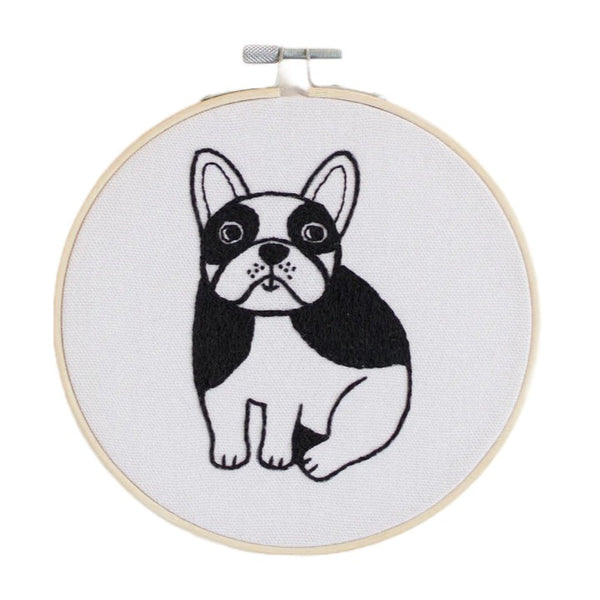 Frenchie Dog Embroidery Kit By Cotton Clara