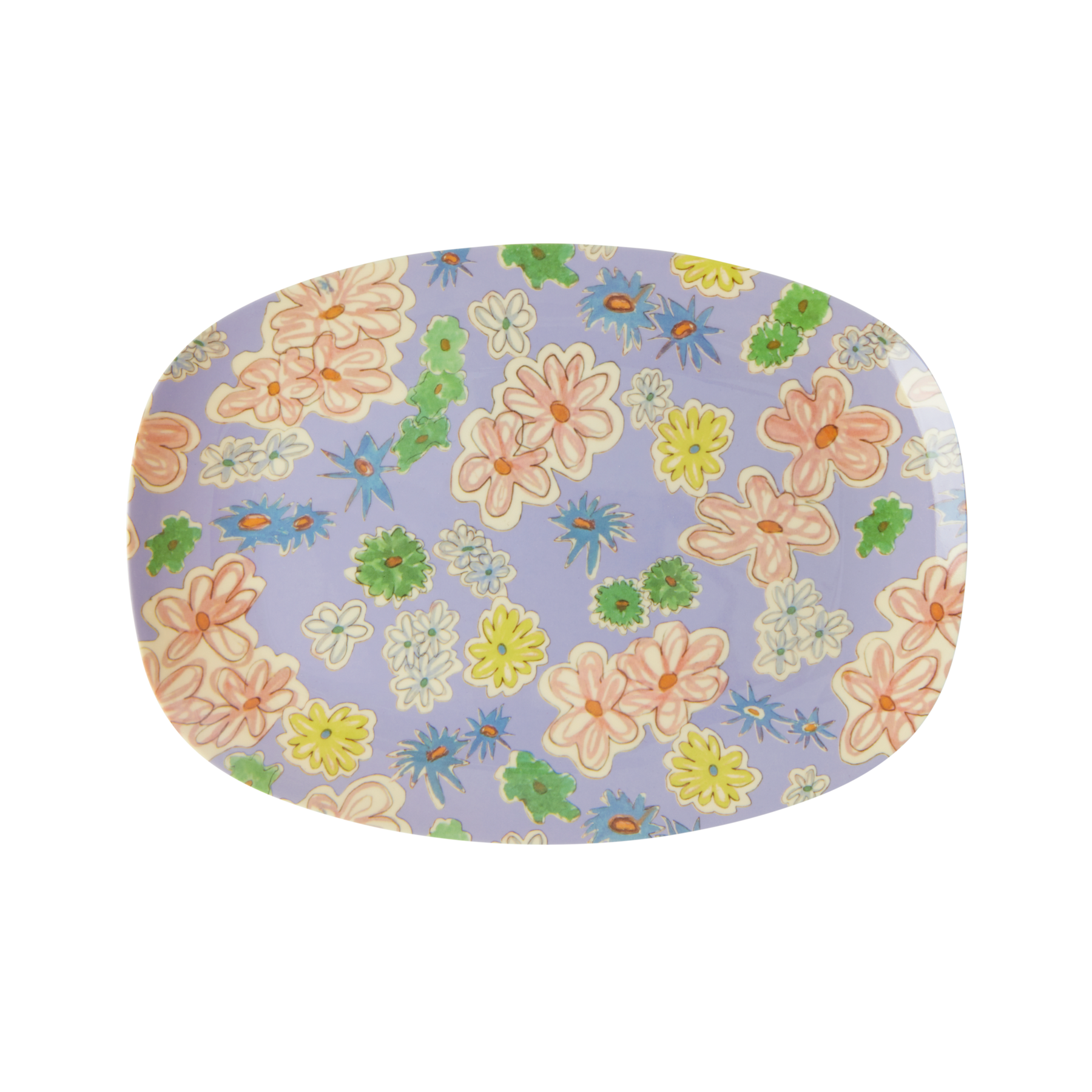 Rice by Rice Rectangular Melamine Plate - Multi - Flower Painting Print