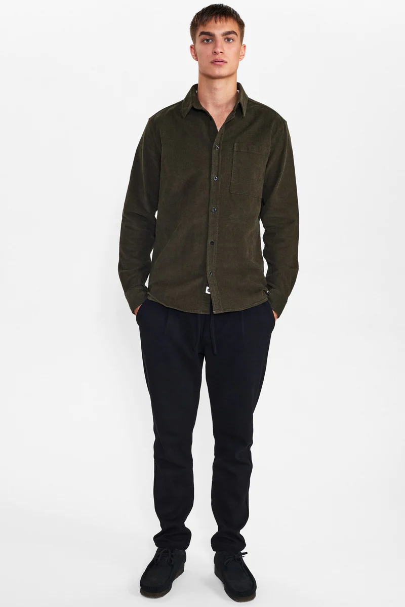 Dark Olive Aklouis Structure Cord Shirt 900962 4080