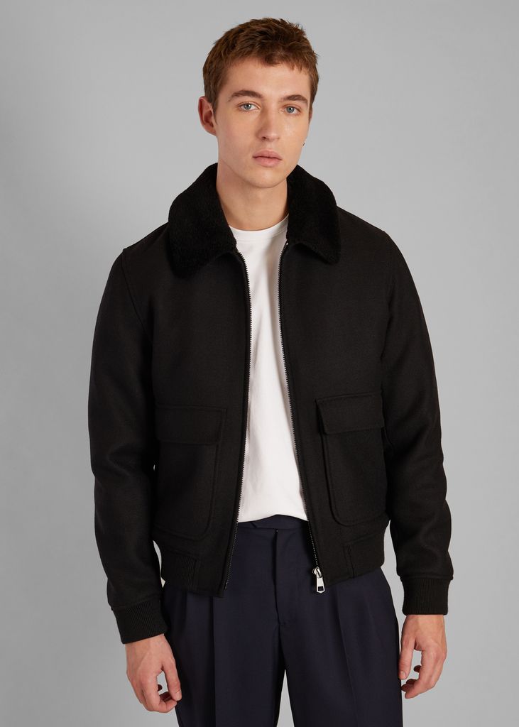 L’Exception Paris Black Sheepskin Collar Jacket