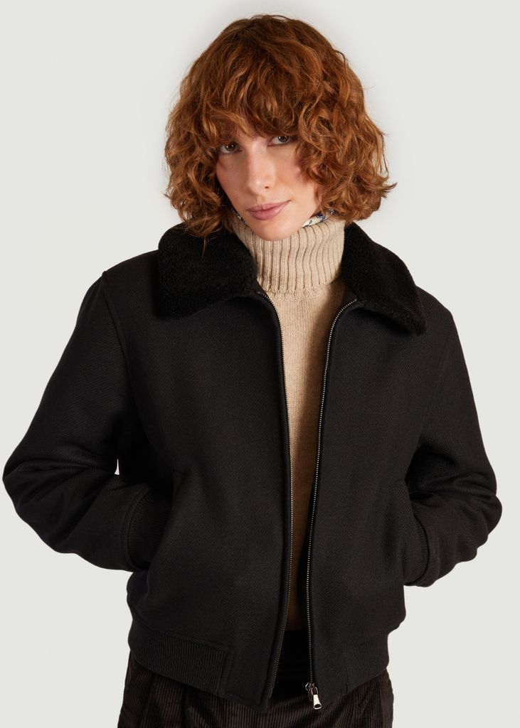 L’Exception Paris Sheepskin Collar Jacket In New Wool Made In France