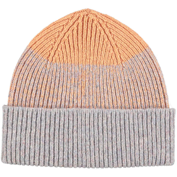 Peach & Concrete Marl Lambswool Beanie