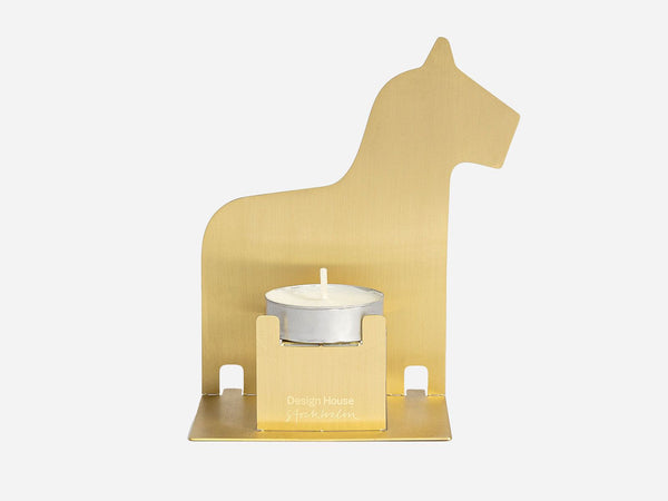 Pop-Up Candleholder Christmas Dala Horse In Brass Flatpack