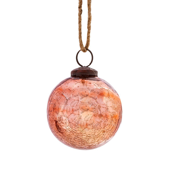 Crackle Glass Bauble - Copper