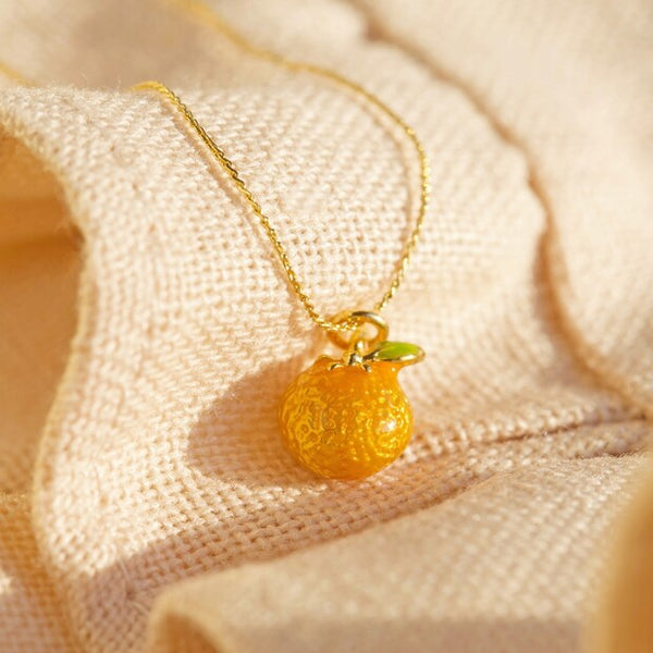 Lisa Angel Tiny Orange Pendant Necklace Gold