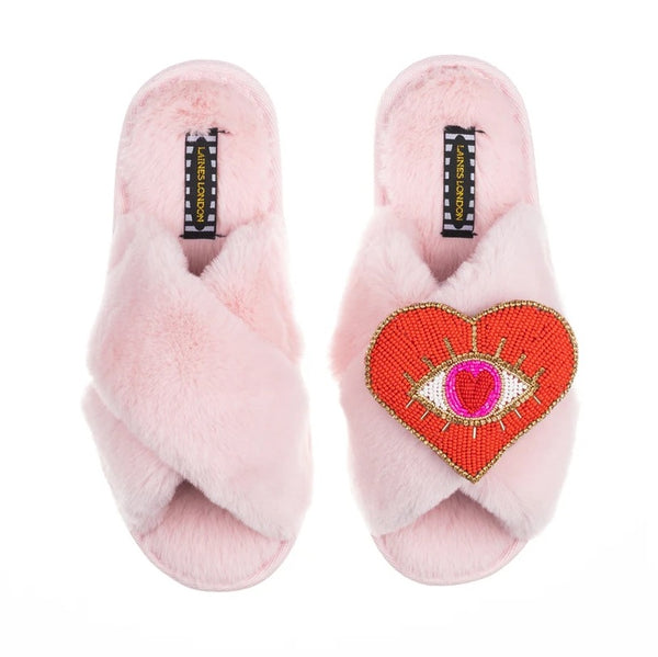 Pink Slippers - Red Heart/Eye