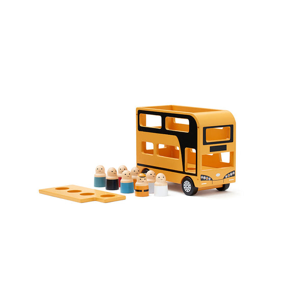 Aiden Wooden Double Decker Yellow Bus