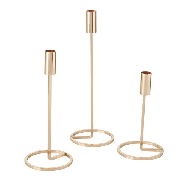 Fio Large Gold Iron Candle Holder