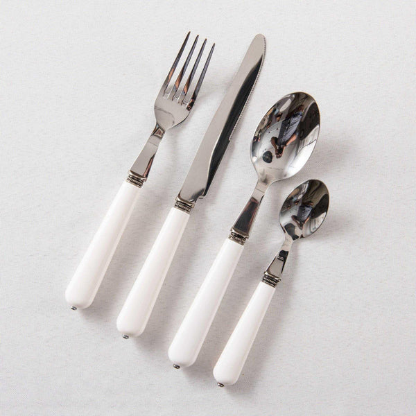 Distinctly Living French Bistro Style 24 Piece Cutlery Set With White Or Sea Blue Handles