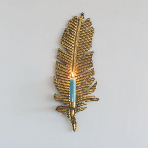 Distinctly Living Golden Candle Feather Wall Sconce