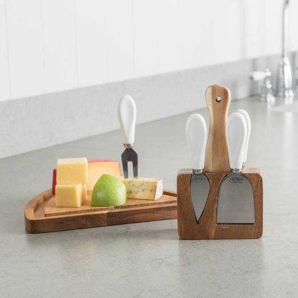 Distinctly Living Magnetic Cheese Knife Set In Wooden Block
