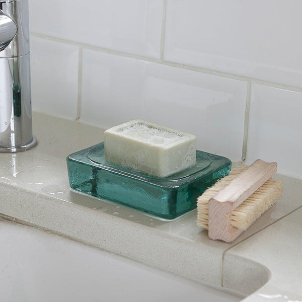 Distinctly Living Chester Green Glass Soap Dish