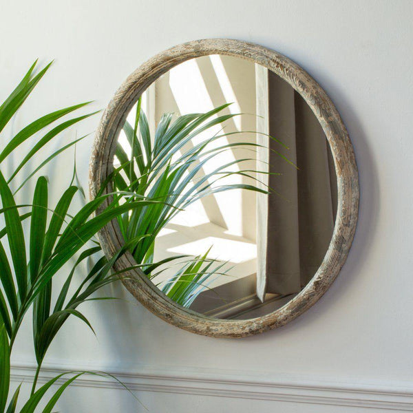 Round Antiqued Mirror Fir