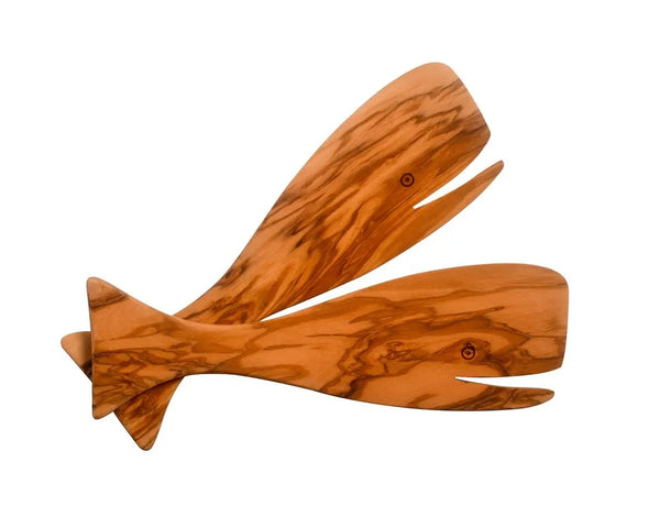 Olive Wood Whale Salad Servers