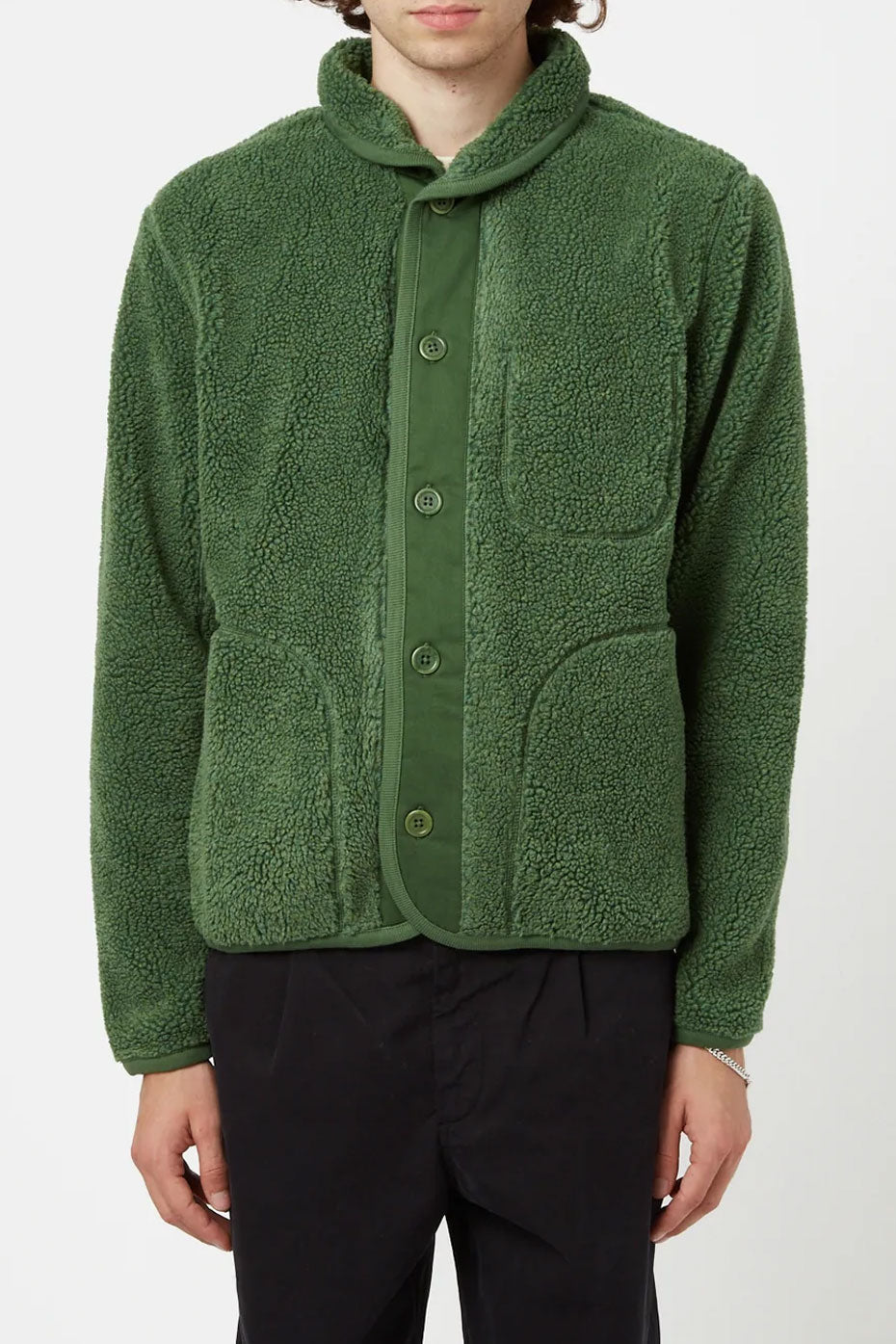 BHODE Sage Green Shawl Collar Fleece