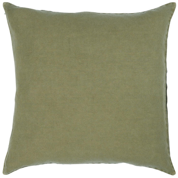 Ib Laursen Square Linen Cushion In Moss Green
