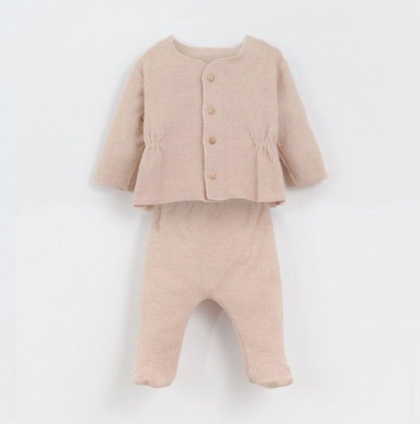 Play Up Sweater And Plush Baby Trouser Set - Pink