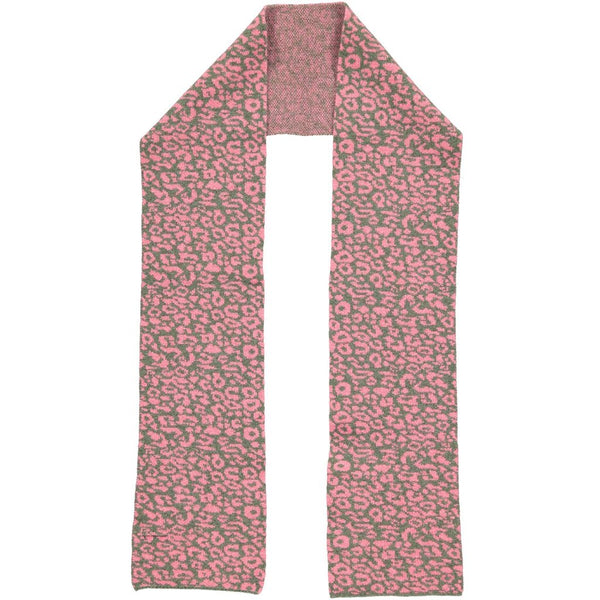 Catherine Tough Green & Pink Leopard Print Lambswool Scarf