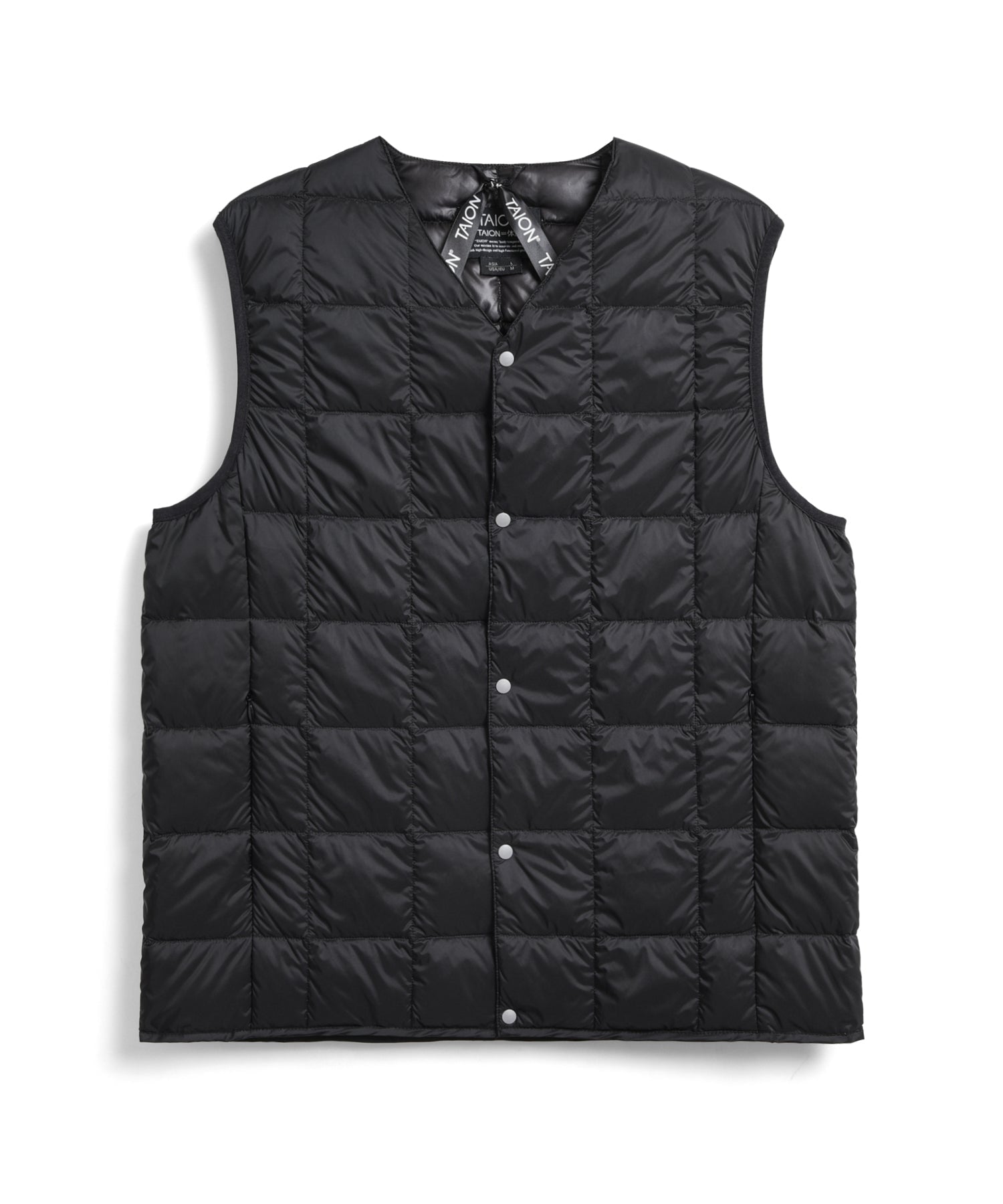 V Button Down Vest - Black