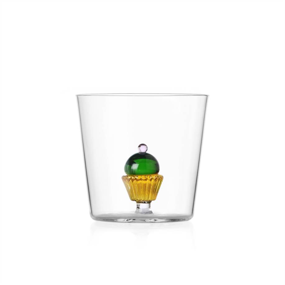 glass tumbler with pastry