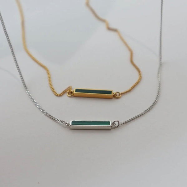Lines + Current Green Alchemy Bar Necklace