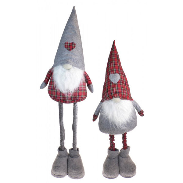 Santa Telescopic Legs - Tartan Hats With Heart (65-95cm) Red&grey