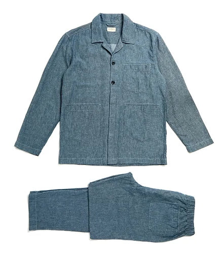 Blue Twill Long Sleeve Set