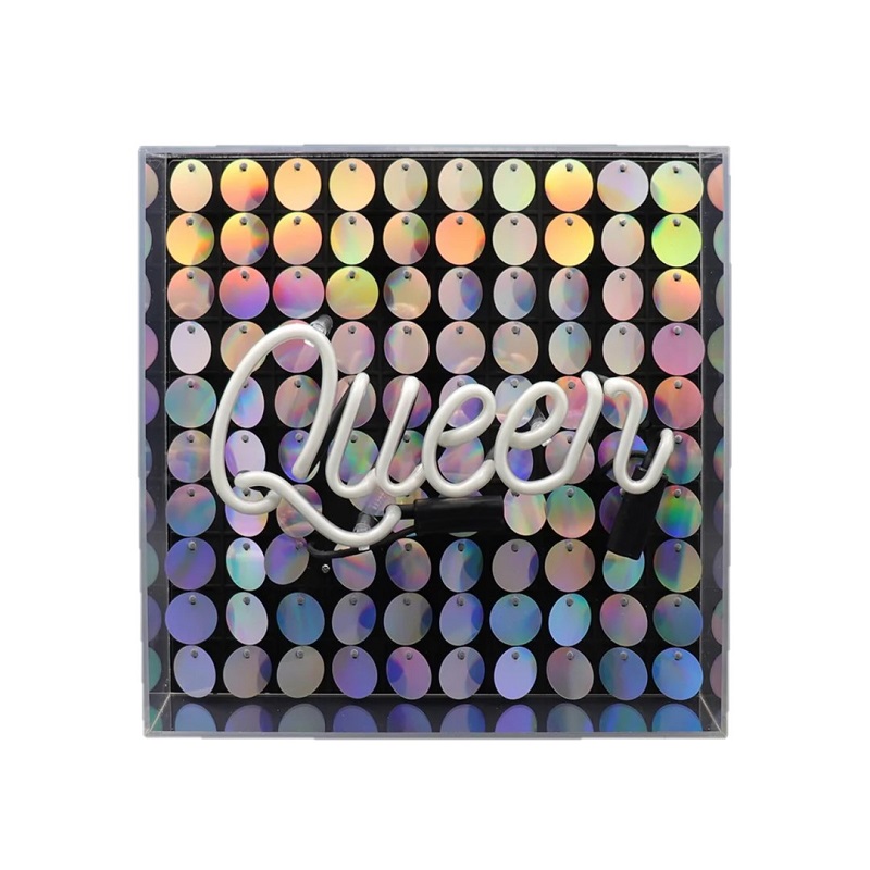 Locomocean Queen Glass Neon Sign With Sequins