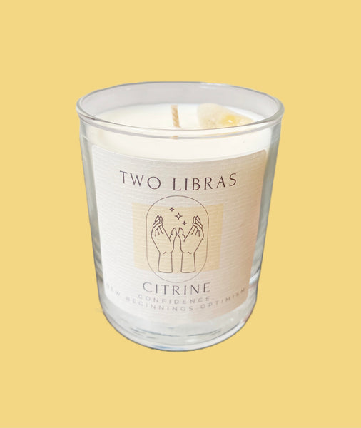 TWO LIBRAS Citrine Crystal Intention Candle
