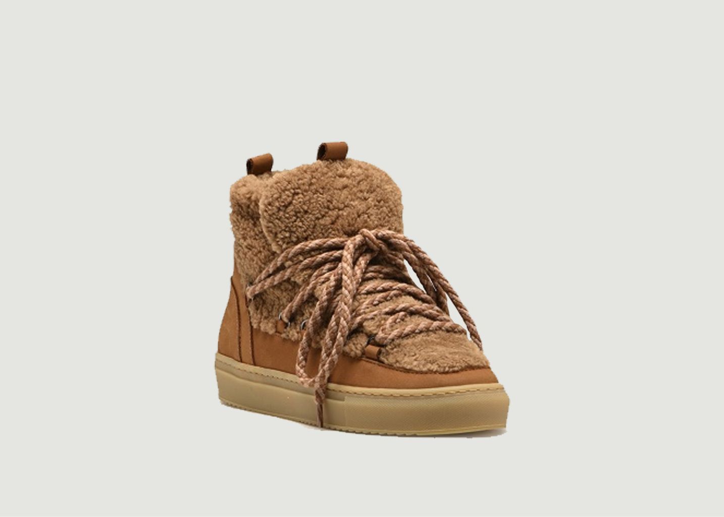 Leather And Woolen Skin Winter Boots With Laces