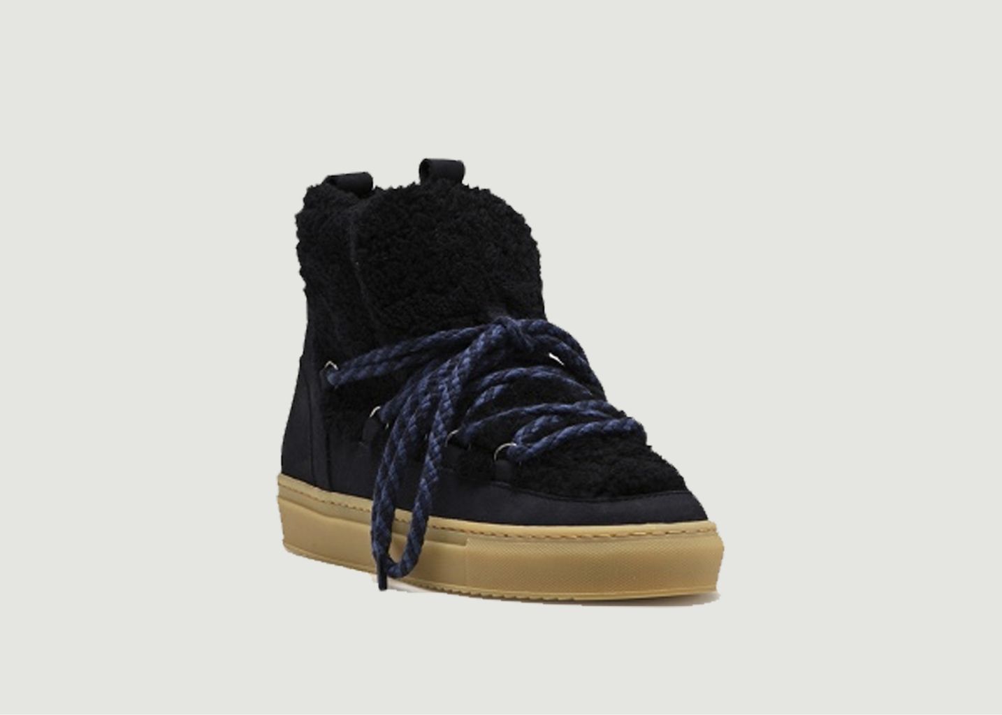 Leather And Woolen Skin Winter Boots With Laces