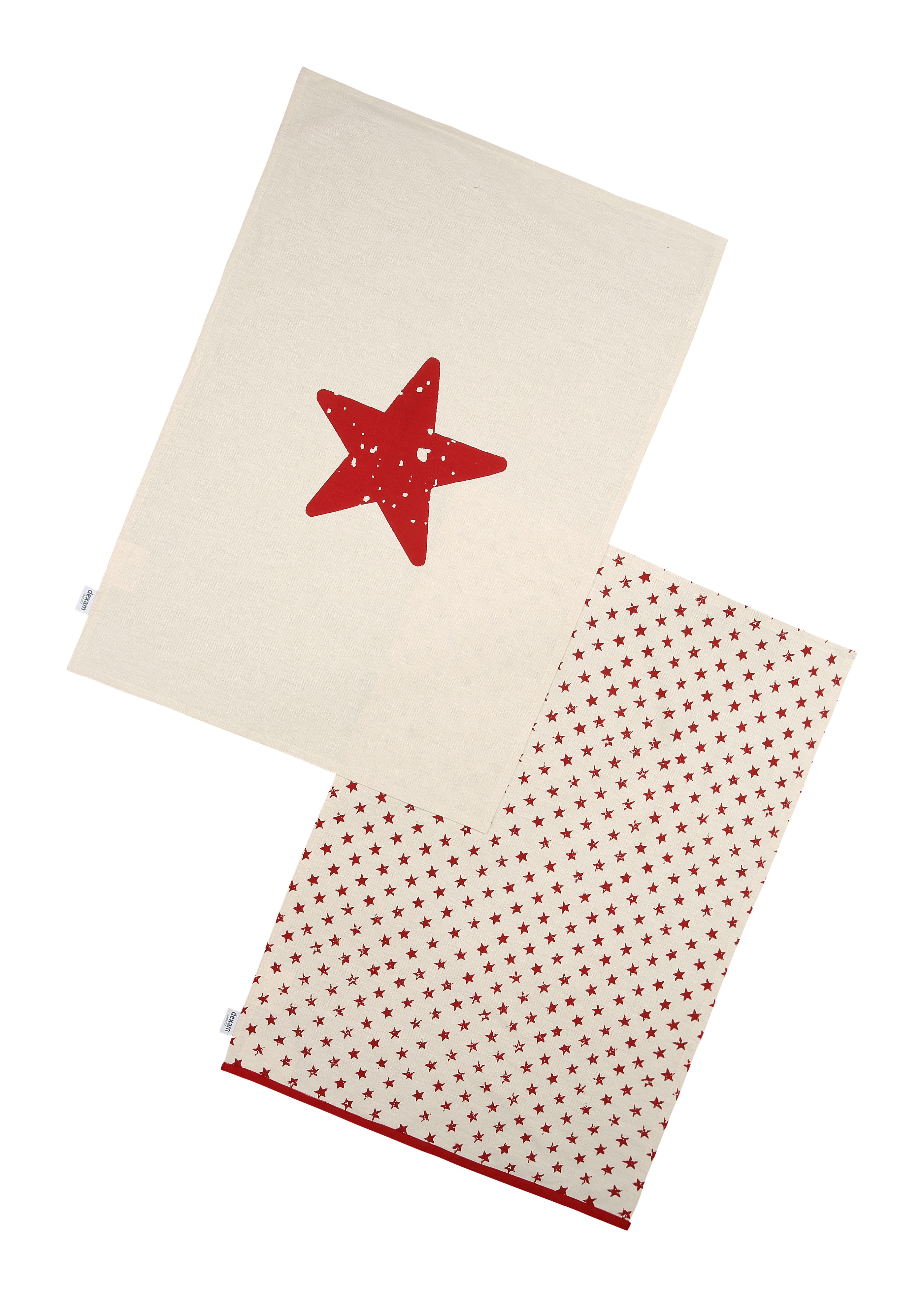 Dexam Red Star Set of 2 Tea Towels