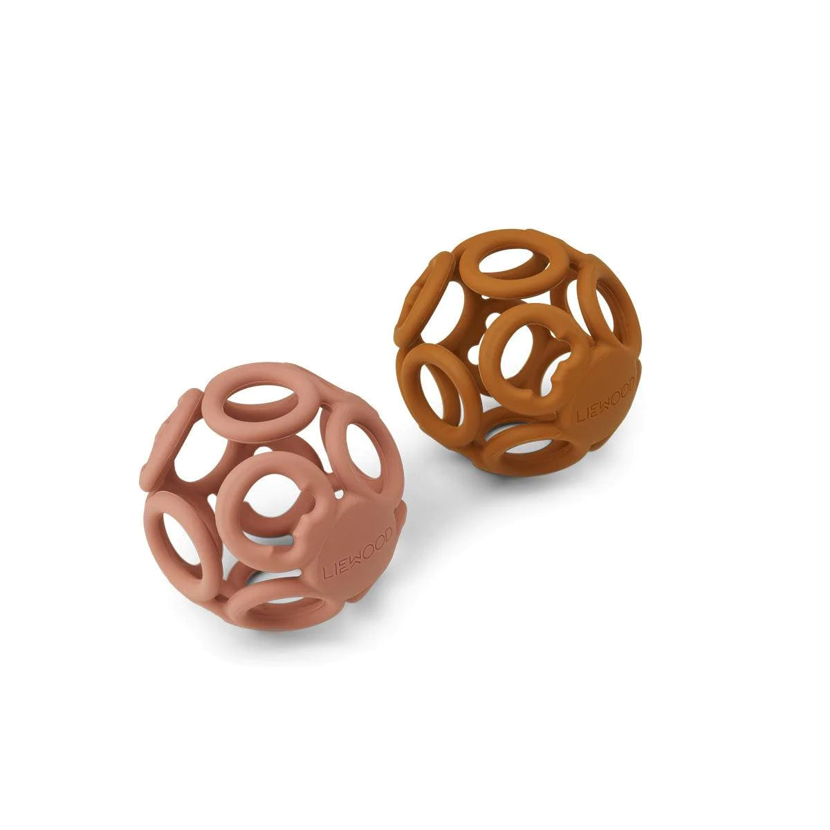 Set of 2 balls for teething - Dark Rose / Mustard